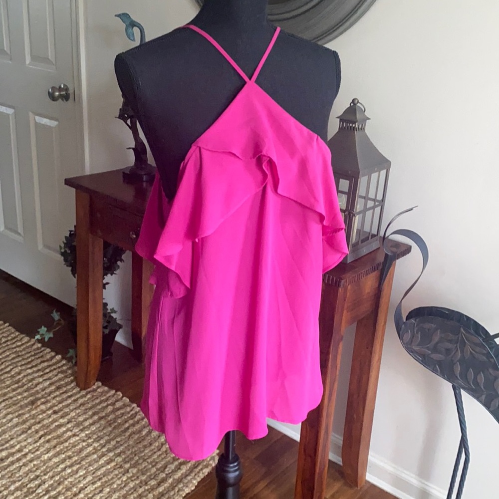 Fuchsia Pink Ruffled Tank